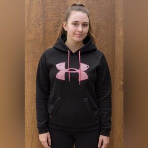 Under Armour storm semi fitted hoodie woman sz medium cold gear Black pink